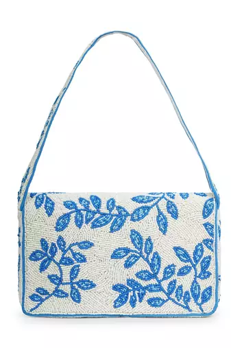 beaded botanica cotton botanical beaded canvas clutch