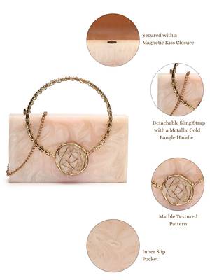 marble muse pearl cream & metallic gold resin marble textured clutch 4