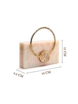 marble muse pearl cream & metallic gold resin marble textured clutch 5