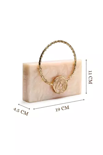 marble muse pearl cream & metallic gold resin marble textured clutch