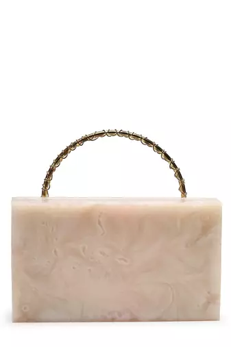 marble muse pearl cream & metallic gold resin marble textured clutch