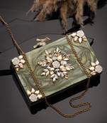 marble muse olive green, ivory & champagne gold resin clutch