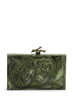 marble muse olive green, ivory & champagne gold resin clutch 6