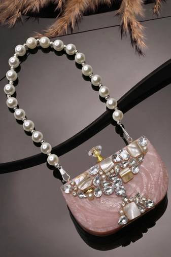 marble muse rose pink, embellished clutch