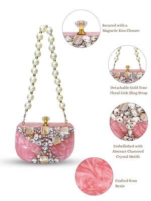 marble muse rose pink, embellished clutch 4