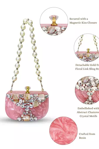 marble muse rose pink, embellished clutch