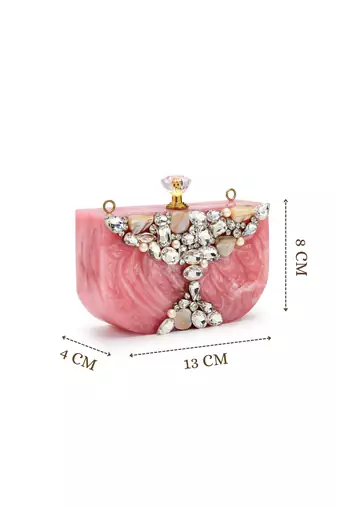 marble muse rose pink, embellished clutch