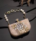 marble muse beige, ivory & gold resin embellished clutch