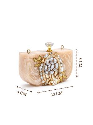 marble muse beige, ivory & gold resin embellished clutch 5