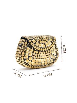 metal mirage black & metallic gold mosaic embellished clutch 5