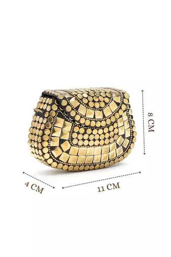 metal mirage black & metallic gold mosaic embellished clutch