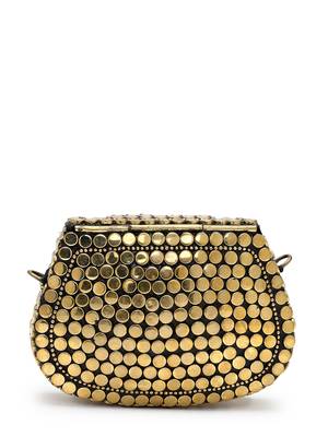 metal mirage black & metallic gold mosaic embellished clutch 6