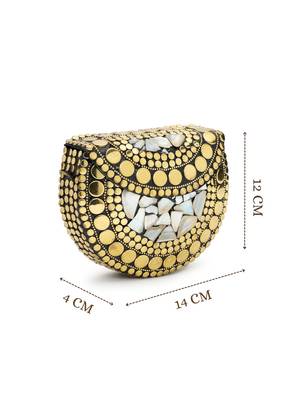 metal mirage black, metallic gold mosaic mother-of-pearl clutch 5