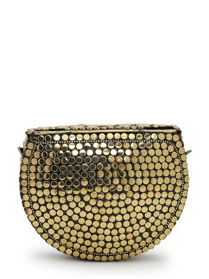 metal mirage black, metallic gold mosaic mother-of-pearl clutch 6