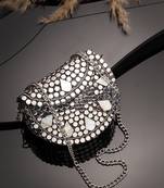 metal mirage silver & mother of pearl mosaic clutch