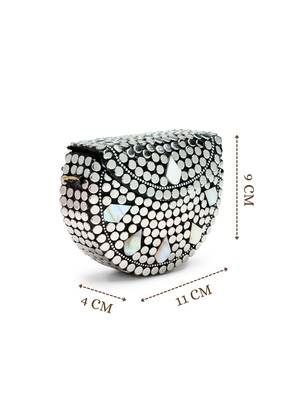 metal mirage silver & mother of pearl mosaic clutch 5