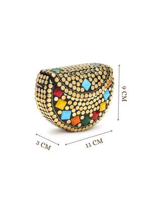 metal mirage metallic gold & multi mosaic clutch 5