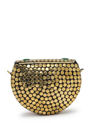 metal mirage metallic gold & multi mosaic clutch 6