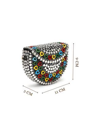 metal mirage silver & multi studs mosaic clutch 5