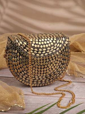 metal mirage metallic gold mosaic clutch 1