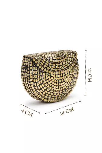 metal mirage metallic gold mosaic clutch