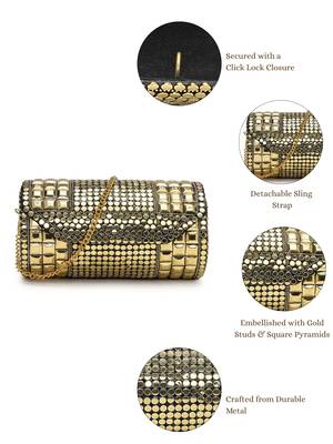 metal mirage metallic gold mosaic clutch 4