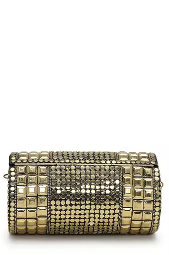 metal mirage metallic gold mosaic clutch