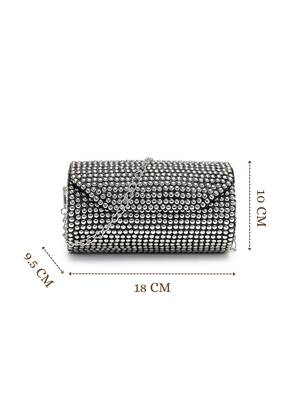 metal mirage metallic silver studded mosaic clutch 5