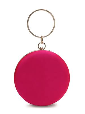 adorn fuchsia pink & multi faux silk floral mandala embellished clutch 6