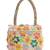 petal posh ivory & multi canvas floral motif beaded clutch