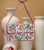 beaded botanica ivory & multi canvas floral & vine motifs embroidered clutch