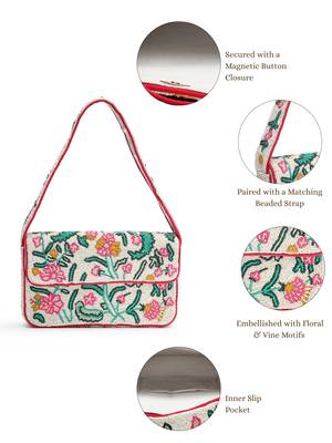 beaded botanica ivory & multi canvas floral & vine motifs embroidered clutch 4