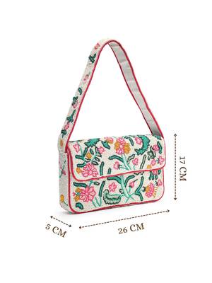beaded botanica ivory & multi canvas floral & vine motifs embroidered clutch 5