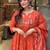 Orange cotton heavy thread embroidered work with printed dupatta kurta pant set