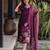 Purple zarna silk printed kurti with dupatta