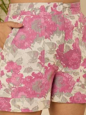 pink floral printed waistcoat & shorts co-ord set 5