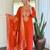 Orange roman silk thread embroidered with sequins work kurta pant set