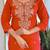 Orange roman silk thread embroidered with sequins work kurta pant set