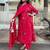 Red rayon printed kurta pant set