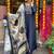 Navy blue viscose chanderi heavy thread embroidered work with printed dupatta kurta pant set