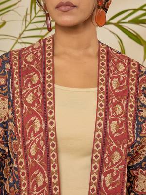 multi color printed cotton shrug & shorts co-ord set 4