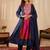 Navy blue chinon print with heavy thread embroidered work  kurta pant set