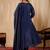 Navy blue chinon print with heavy thread embroidered work  kurta pant set