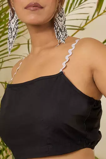 black cotton crop top & tiered skirt co-ord set