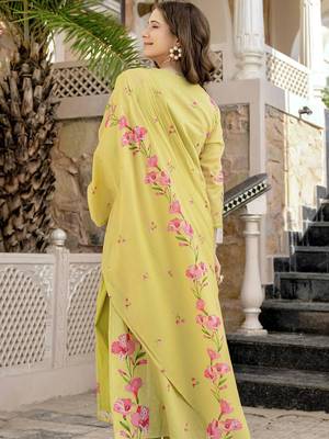 Lemon chanderi butti printed kurta pant set 3