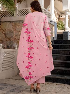 Pink chanderi butti printed kurta pant set 3