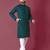Green moti hand work roman silk kurta set for men