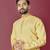 Yellow  moti hand work roman silk kurta set for men