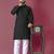 Black moti hand work roman silk kurta set for men