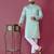 Sky blue moti hand work roman silk kurta set for men